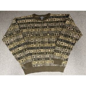 Marc Edwards Crewneck Sweater Knit Geometric Dad Grandpa Mens XL  90's SW12